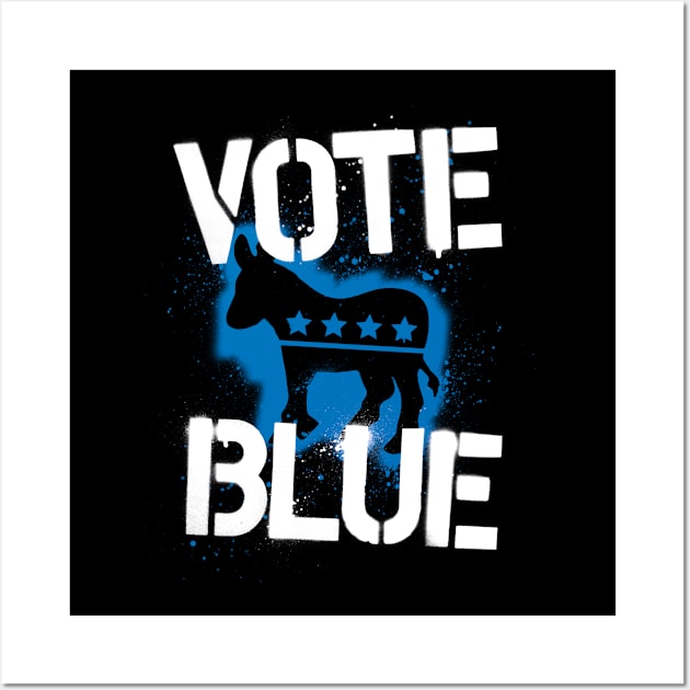 Democrat Donkey Vote Blue Graffiti Stencil Blue Wave Wall Art by andzoo